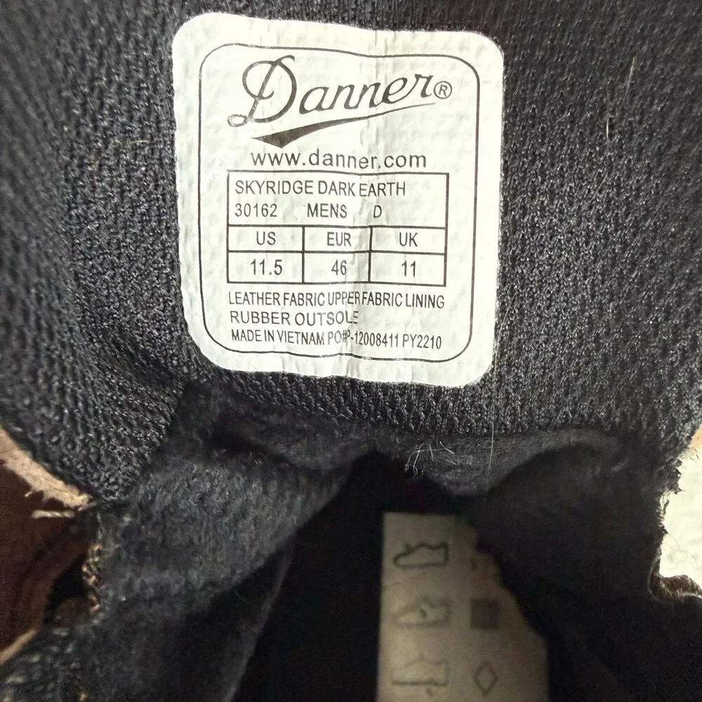 Danner Skyridge Waterproof Suede Hiking Boots Dark Earth Brown Men's Size 11.5D